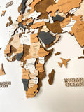 3D WOODEN WORLD MAP ( COFFEE )