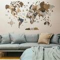 3D WOODEN WORLD MAP ( COFFEE )