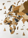3D WOODEN WORLD MAP ( COFFEE )